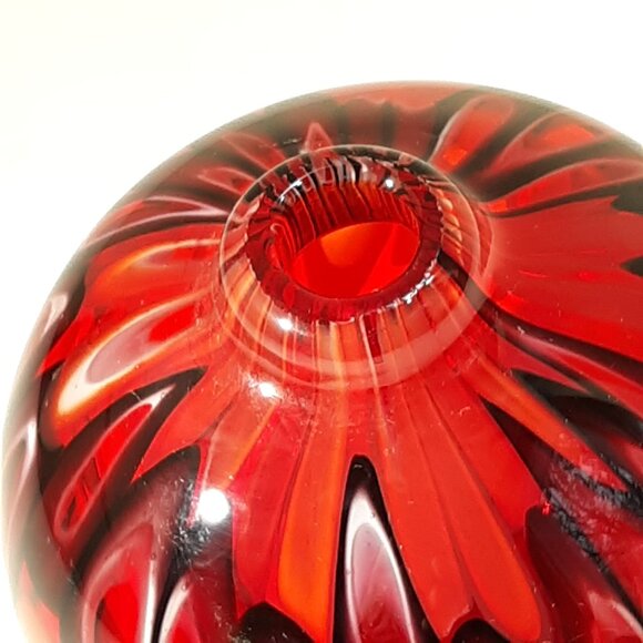 Blown Glass Bud Vase Red Bulb Confetti End Of Day - Picture 3 of 8